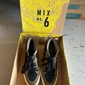 Mix No. 6 Black and Green, Embellished, Wedge Sneakers